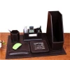 factory customized pu leather office desk organizer set
