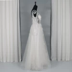 Factory Direct Selling Deep V Neck Hand Beading Lace Classic Wedding Gown Bride Maids Backless White Wedding Dress