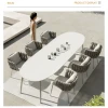 Factory Directly Garden Patio Outdoor Table Chairs Set Metal Frame Marble Top Table White Outdoor Table Chairs Set