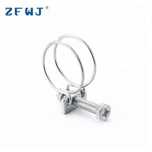 Factory wholesale custom adjustable types of ring galvanized double wire spring hose clamp
