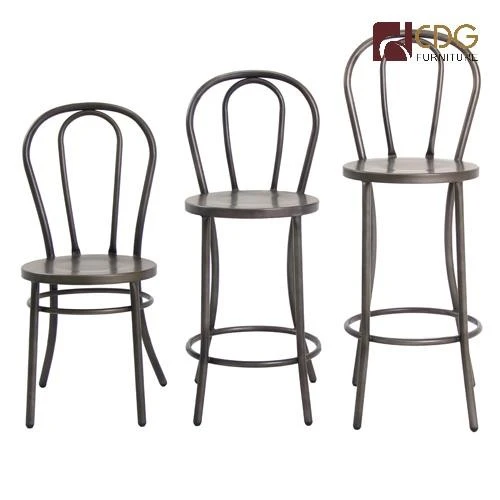 Famous Design High Bar Stool In Solid Steel Frame Metal Bent Wood Counter Restaurant Use Bar Stool