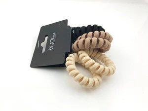 Fashion Cotton Covered Telephone Wire Hair Ties Spiral Slinky Hair Head Elastic Bands