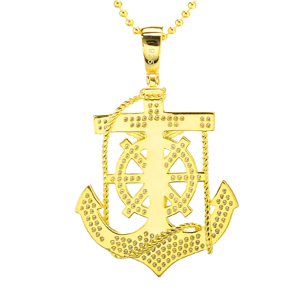 Fashion Hip Hop Design 925 Sterling Silver Jesus Cross Anchor Pendants