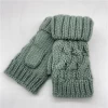 Fashion Icelandic wool winter finger-less knitted mitten lovely half finger gloves with fleece inside for women