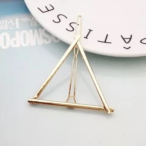 Fashion Woman Hair Accessories Triangle Hair Clip Pin Metal Geometric Alloy Hairband Moon Circle Hairgrip Barrette Girls Holder