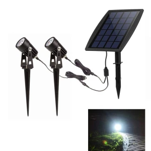 Fast Delivery Waterproof LED Solar Powered Spotlights with Two Lights Outdoor Solar Lights for Garden