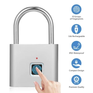 Fingerprint Padlock Smart Digital Biometric Waterproof Thumbprint Lock Fingerprint Locker Lock with USB Charging