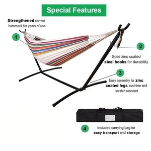Folding Outdoor Hammock with Stand And Canopy Large 2 Person Hammock Stand Beach Swing Hanging Hammock Bed
