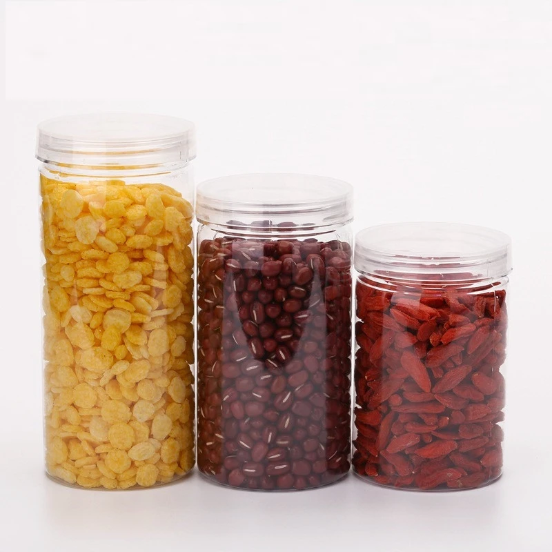 Food Grade PET Container Plastic Jars for Peanut Butter Honey Jams With Screw Top Lid 600ml 350ml