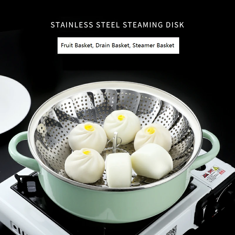Food Grade Stainless Steel Collapsible Steaming Basket Expanding Vegetable Steamer Hottest Foldable Legs Pot Basket