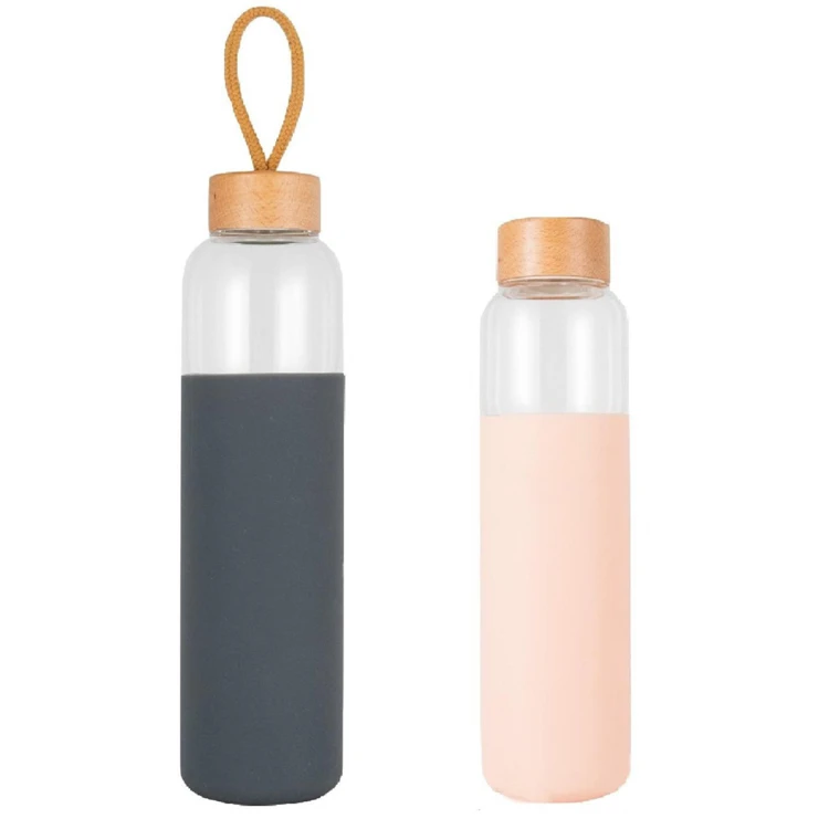 free sample silicone sleeve crystal glass drinking water bottle