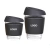 Free Sample Wholesale Customize Logo Reusable Insulated Glass Coffee Cup Tea Mug With Silicone Sleeves