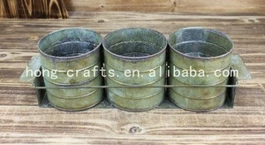 Garden supplies metal rustic cheap flower base triplet pots