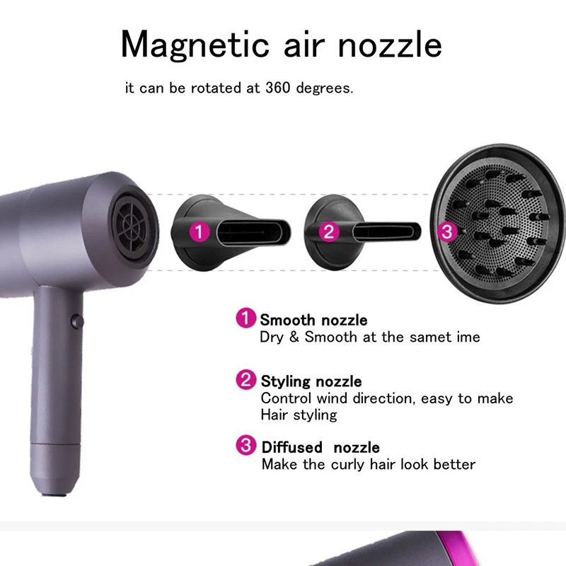 Hair Dryers 2 IN 1 Professional Salon Hair Dryer Hammer Shape Hot Cold Wind Negative Ionic Hair Blow Strong Wind Hot Dryer