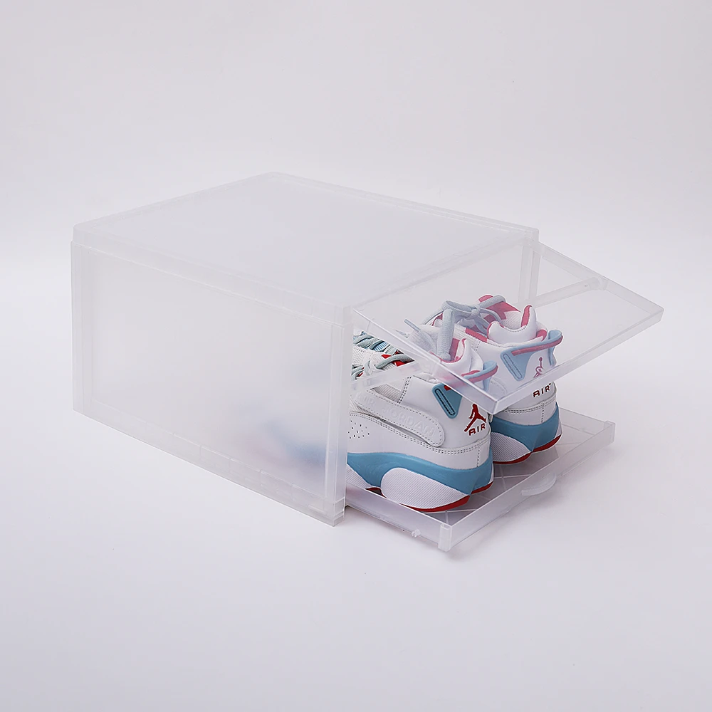 Haixin Clear organizer Plastic Container Drawer Type shoe box plastic transparent collapsible shoe box Frosted
