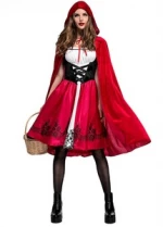 halloween costumes for women  cosplay little red riding hood fantasy game 2pcs dress