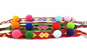 Handmade Jewelry Bohemian Pom Pom Bracelets Nepal Rope String Woven Hippy Boho Cotton Friendship Bracelets For Women Accessories