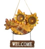 Harvest wooden metal owl hanger with welcome plaque for garden decor, tree decor.