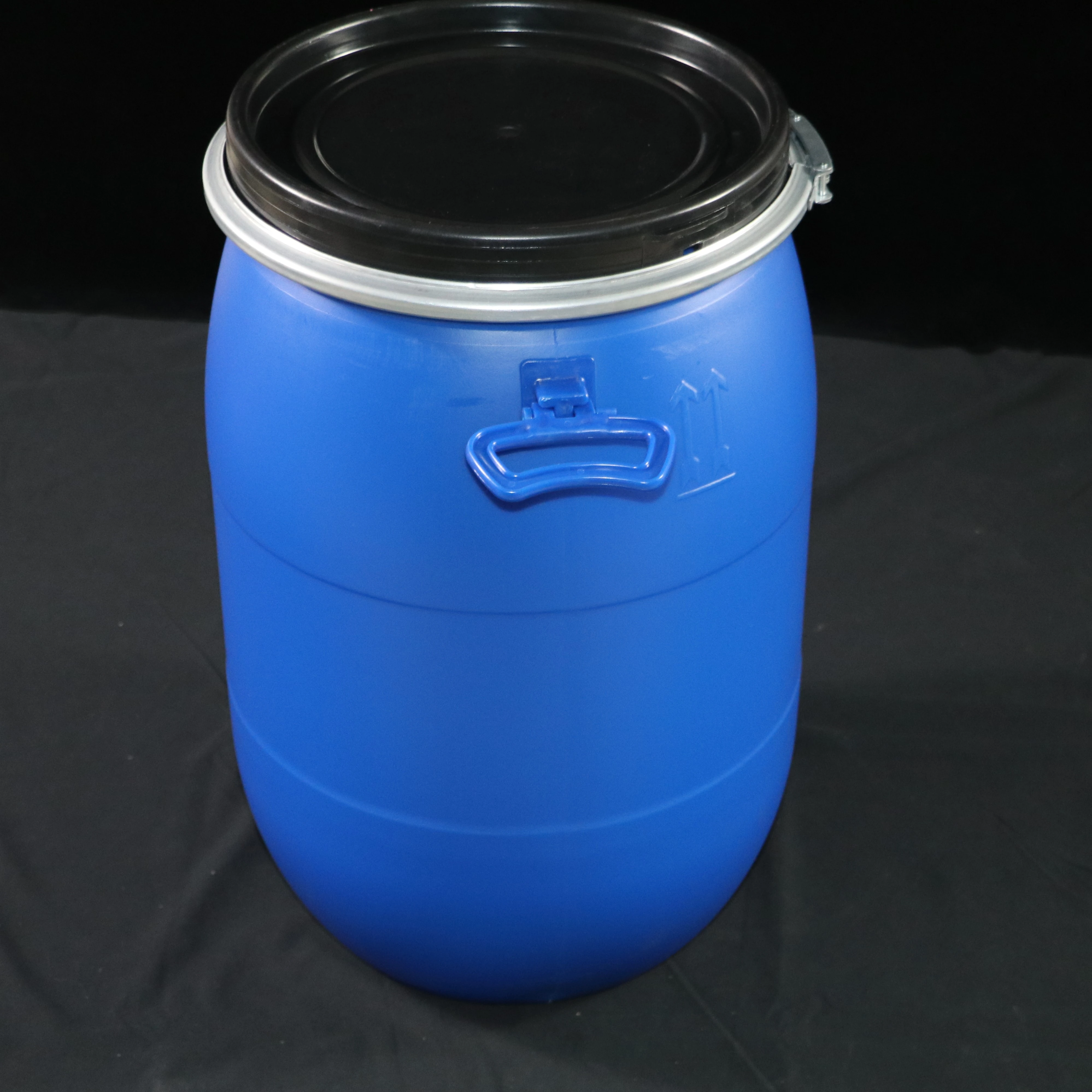 HDPE 60L blue wide mouth storage iron hoop plastic drums