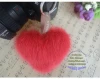 Heart shape pompom charm fox Plush Fur Keychain Keyring Key chain / multi color fox fur