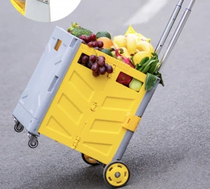 High Quality 30L  6 wheel shopping cart folding storage cart with castor updated