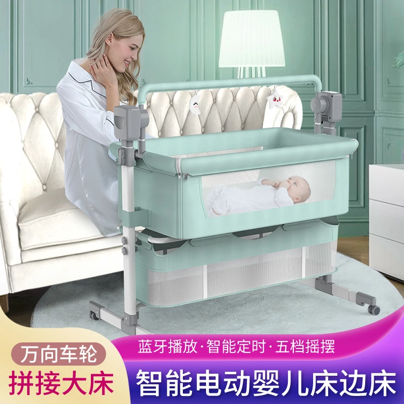 High quality baby metal crib/four-color portable multifunctional bed side crib