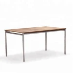 High quality modern european outdoor furniture patio garden 304 stainless steel legs teak wood extending dining table (D571)