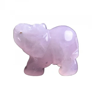High quality natural rose quartz stone elephant crystal crafts furnishings lucky items halo Feng Shui decoration