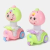 High quality toddlers push and go amusing toy car press vehicle toy return force car animal friction toy with light and music