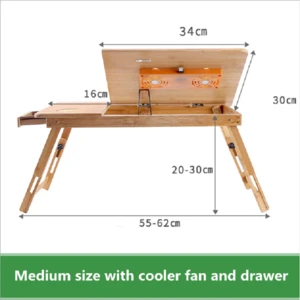 Hollow-Carve Design Bamboo folding laptop table for bed portable adjustable computer desk tray