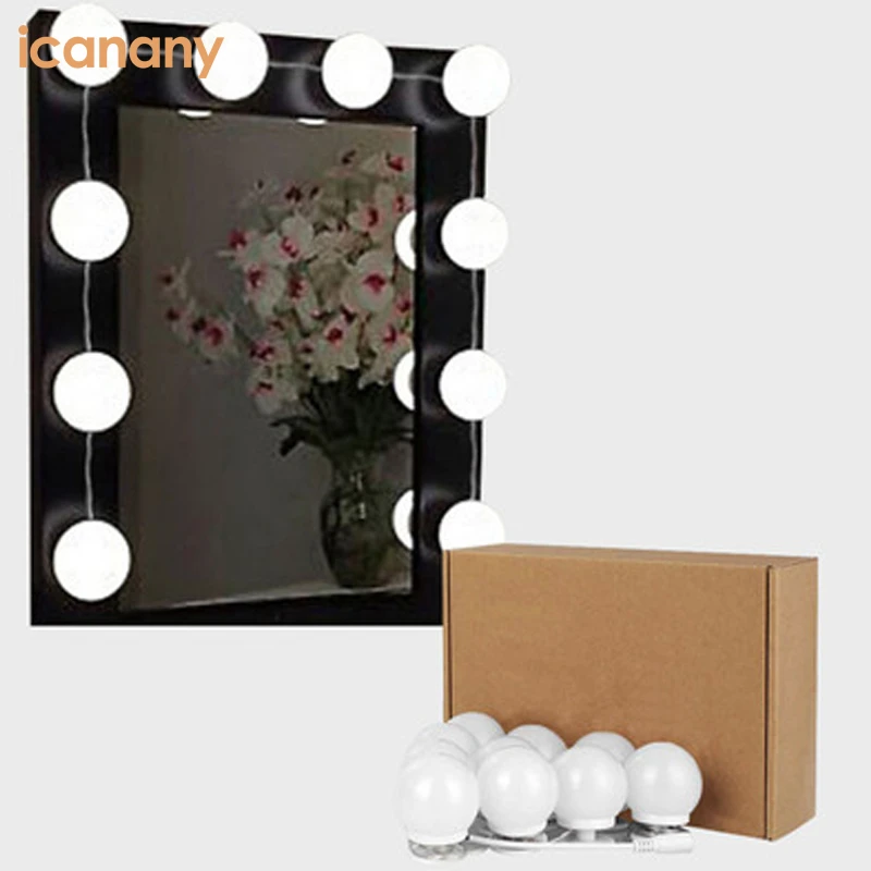 Hollywood Style 10pcs  Makeup Mirror Vanity LED Light Bulbs Kit with USB Cable Power Supply Vanity Mirror Lights