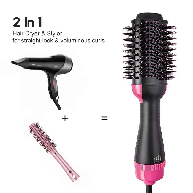 Hot Air Brush Hair Straightener Brush 2020 New Arrival 1000w Blow Hair Straightener Curler Comb One Step Hair Dryer