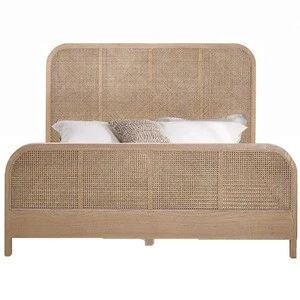 Hot product modern simple Homestay Hotel beds solid wood Rattan / Wicker bed room furnitures