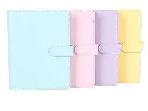 Hot sale candy color A5 A6 leather 6 rings binder spiral notebook cover loose-leaf with magnetic for school office stationery