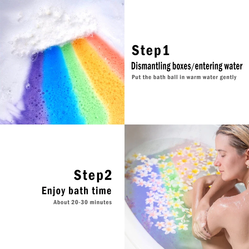 hot sale colorful sea salts bath  ball  rainbow  Spa Gift Relaxing Handmade Epsom salt Gifts bath bombs