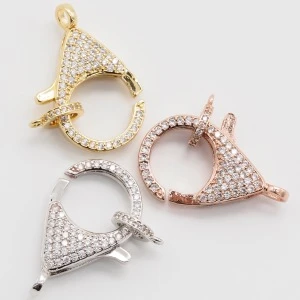 Hot sale wholesale newest style gold plated pave diamond lobster clasp