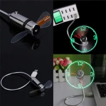 Hot Selling USB Gadget Mini Flexible Time LED Clock USB Fan with LED Light with text for Notebook