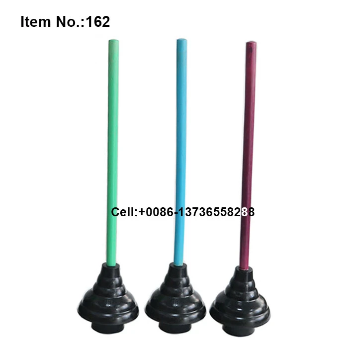 HQ162 USA style black color wooden stick toilet plunger