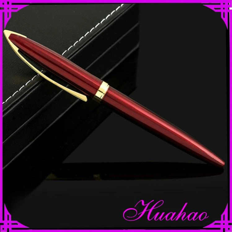 Huahao brand beautiful red color design wholesale business gift office biro metal roller pen