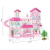 Huiye 2020 Doll House Pink Toys Plastic Material Fashion kids plastic play house girls toy DIY doll house play set