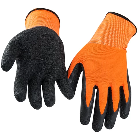 Industrial safety rubber hand protective wholesale construction anti slip grip heavy duty latex coated working gloves