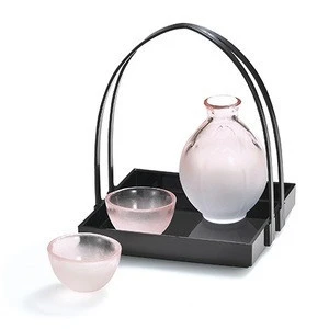 Japanese Traditional Style Decanter and Two Sake Cups Set for Hotels and Bars HO-3000 Hanahonoka Set of Vessel for Drinking