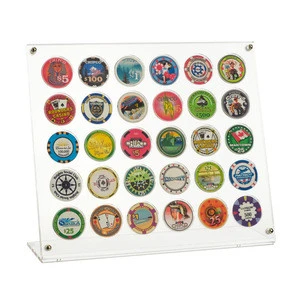 JAYI Wholesale Custom 10 Poker Chips Museum Quality Clear Acrylic Poker Chips Display Stand