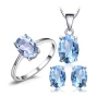 Jewelry Sets Ring Stud Earrings Pendant Necklace Oval 5.5ct Natural Sky Blue Topaz Birthstone Solitaire From JewelryPalace