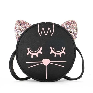 Joyda new style shiny sequin ears pu mini cat messenger bag trendy girls purse bag JD-NN146