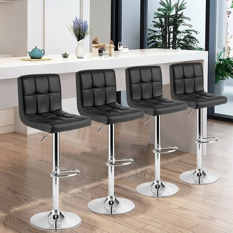 Buy Kitchen Breakfast Bar Counter Chairs Leather High Bar Chairs Bar ...