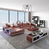 L Shape Modern Black Leather Sofa Set Design Home Furniture Sofa