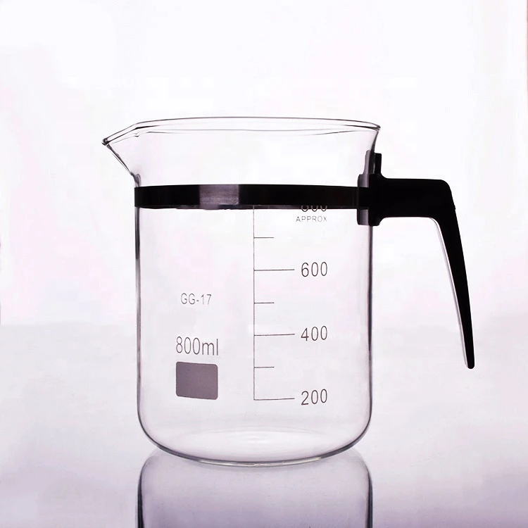 Lab 1000ml Borosilicate Glass Beaker With Plastic Handle