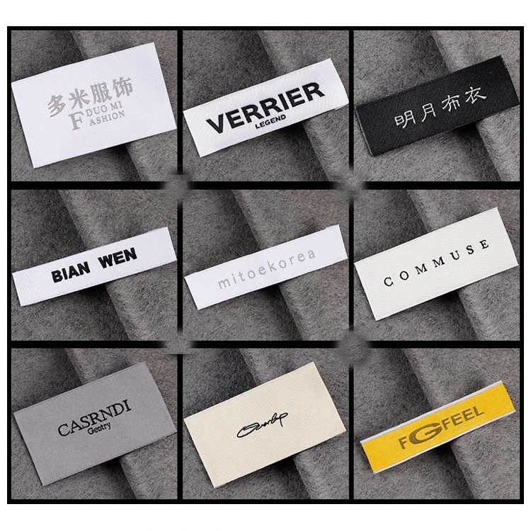 label maker private garment accessories tshirt cloth tags eco cotton brand  tag woven custom fabric neck label clothing logo