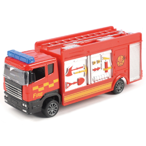 Buy Ladder Truck Fire And Rescue Diecast Car Pdq Red Pull-back Vehicle 